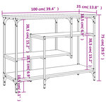 vidaXL Table console avec étagères chêne fumé 100x35x75 cm