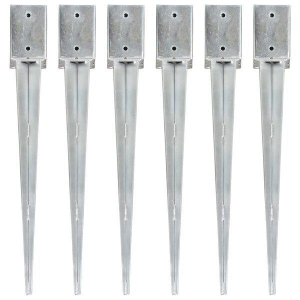 vidaXL Piquets au sol 6 Pièces Argenté 9x9x75 cm Acier galvanisé