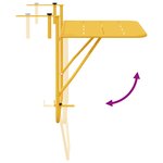 Table de balcon pliable vidaXL Moutarde 60x40 cm en Acier