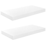 vidaXL Étagère murale flottante 2 Pièces Blanc brillant 50x23x3 8 cm MDF