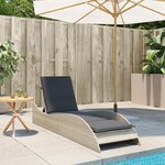 vidaXL Chaise longue avec coussin gris clair 60x205x73 cm poly rotin
