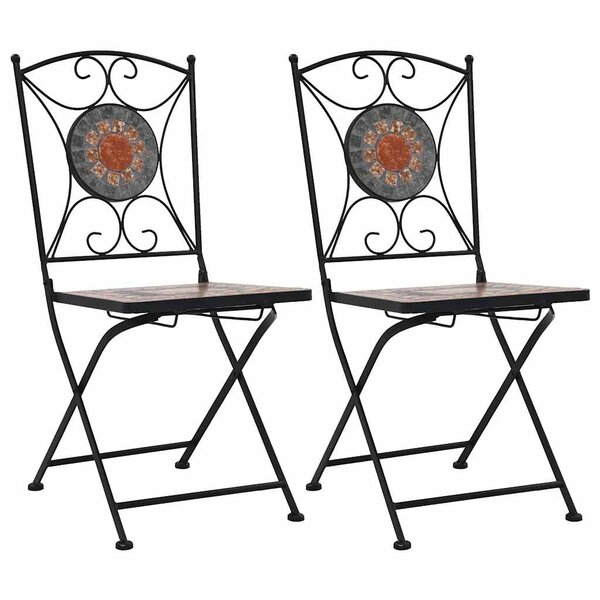 vidaXL Chaises de bistrot mosaïque 2 Pièces Orange et gris