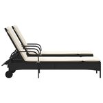 vidaXL Chaises longues avec coussins lot de 2 noir résine tressée
