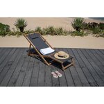 Transat en eucalyptus avec repose-pieds et assise en polyester - Gris - MERI