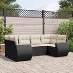 vidaXL Salon de jardin 6 Pièces avec coussins noir résine tressée