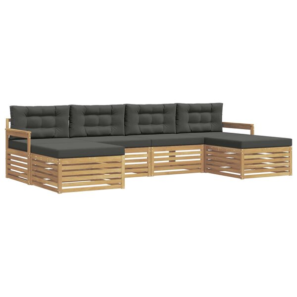 vidaXL Ensembles de canapés avec coussin 6 Pièces Blanc et anthracite