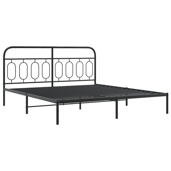 vidaXL Cadre de lit métal avec tête de lit noir 160x200 cm