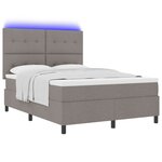 vidaXL Lit ressort avec matelas & LED taupe 140x190 cm en tissu