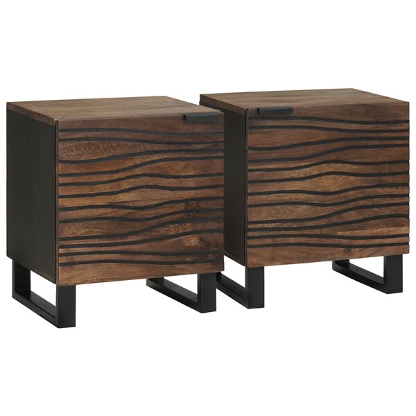 vidaXL Armoires de chevet - Lot de 2  en bois de mangue massif. Dimensions : 40x33 5x46 cm.