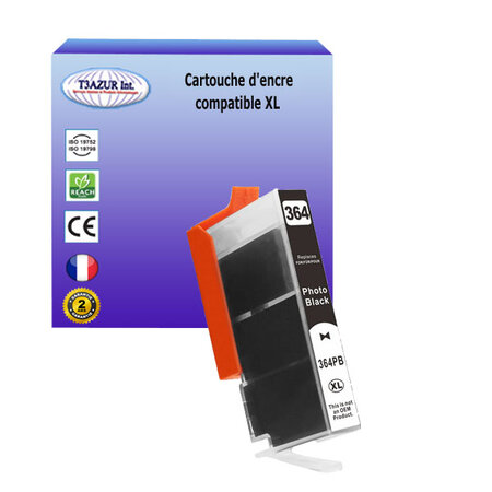 Cartouche compatible avec HP PhotoSmart 2011 WiFi, 5510, 5514, 5515, 5520, 5524, 5525, 6510, 6520, 7510, 7520 remplace HP 364XL ( CB321EE ) - Noire