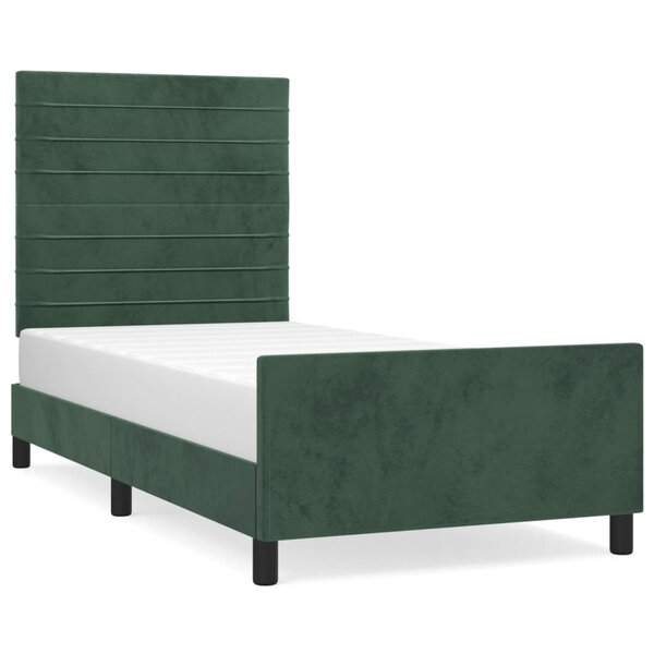 vidaXL Cadre de lit avec tête de lit Vert foncé 80x200 cm Velours