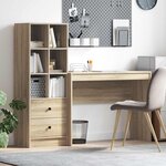 vidaXL Bureau avec tiroir avec étagère 2 Pièces Chêne Sonoma