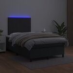 vidaXL Sommier à lattes de lit matelas LED noir 120x190 cm similicuir