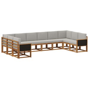 vidaXL Ensemble de canapés d'extérieur 10 pc Naturel et gris clair