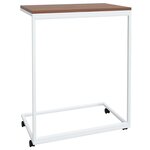 vidaXL Table d'appoint avec roues Blanc 55x35x70 cm Bois d'ingénierie