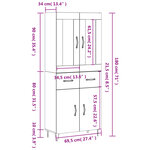 vidaXL Buffet haut Chêne fumé 69 5x34x180 cm Bois d'ingénierie
