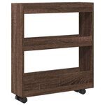 vidaXL Chariot de rangement étroit 3 niveaux chêne marron