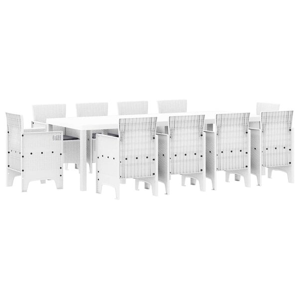 vidaXL Ensemble de salle à manger pour jardin 11 Pièces Blanc Rattan Polt