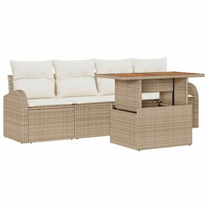 vidaXL Ensemble de canapé de jardin 5 Pièces Beige Poly rotin