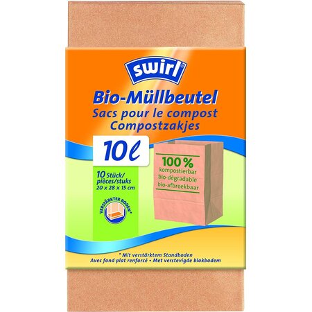 paquet de 10 Sacs poubelle papier bio 10L SWIRL