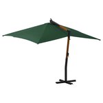 vidaXL Parasol de jardin en porte-à-faux avec mât en bois vert