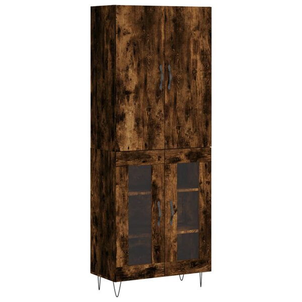 vidaXL Buffet haut Chêne fumé 69 5x34x180 cm Bois d'ingénierie