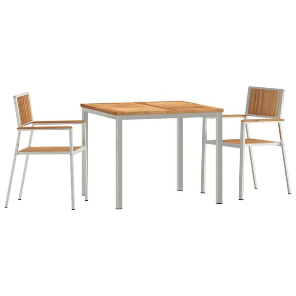 vidaXL Ensemble de repas extérieur 3 Pièces Marron Bois de teck massif