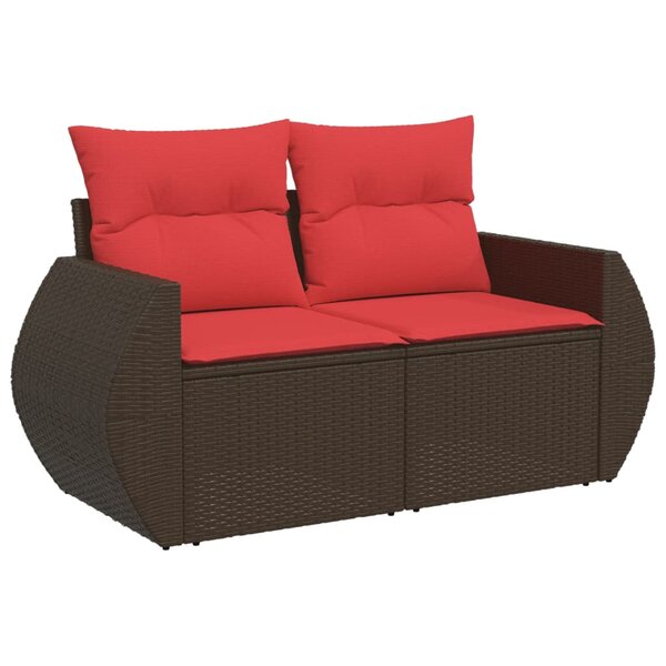 vidaXL Canapé de jardin avec coussins 2 places en résine tressée marron