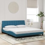 vidaXL Cadre de lit avec LED sans matelas Hanko bleu 180x200 cm velours