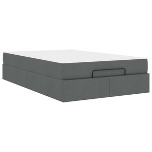 vidaXL Cadre de lit avec matelas avec matelas 2 Pièces Gris Foncé tissu