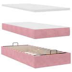 vidaXL Cadre de lit ottoman avec matelas rose 100x200 cm velours