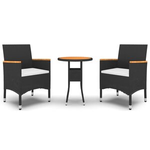 vidaXL Ensemble à manger de jardin 3 Pièces Résine tressée Noir