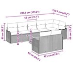 Ensemble de canapé de jardin 9 pièces avec coussins beige en rotin synthétique