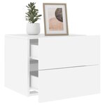 vidaXL Tables de chevet murales avec lumières LED 2 Pièces blanc