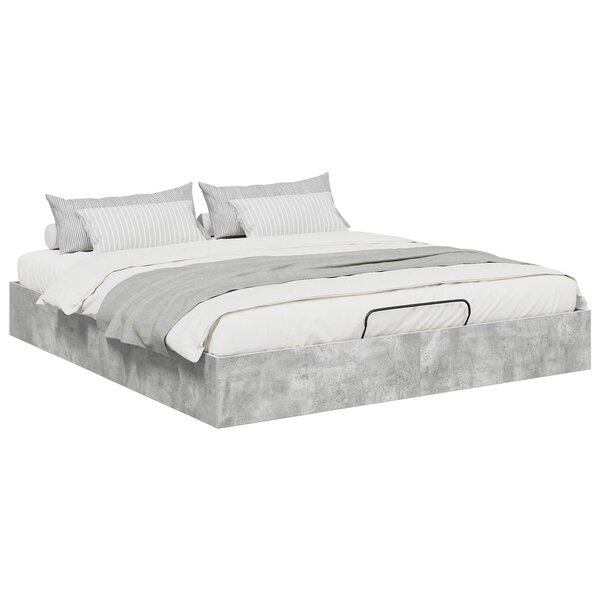 vidaXL Cadre de lit ottoman Gris béton 160 x 200 cm Bois d'ingénierie