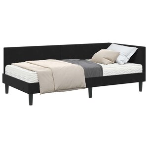 vidaXL Cadre de lit d'angle avec matelas Autre 2 Pièces Noir Velours