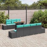 vidaXL Ensemble de salle à manger pour jardin 8 Pièces Noir et Sarcelle