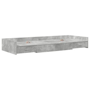 vidaXL Cadre de lit avec rangement avec tiroir Gris béton 90 x 200 cm