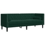 vidaXL Ensemble de canapé Chesterfield et traversins 3 Pièces vert foncé