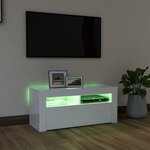 vidaXL Meuble TV avec lumières LED blanc brillant 90x35x40 cm