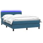 vidaXL Sommier à lattes de lit et matelas et LED bleu foncé 140x210cm velours