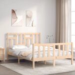 vidaXL Cadre de lit avec tête de lit 140x200 cm bois massif