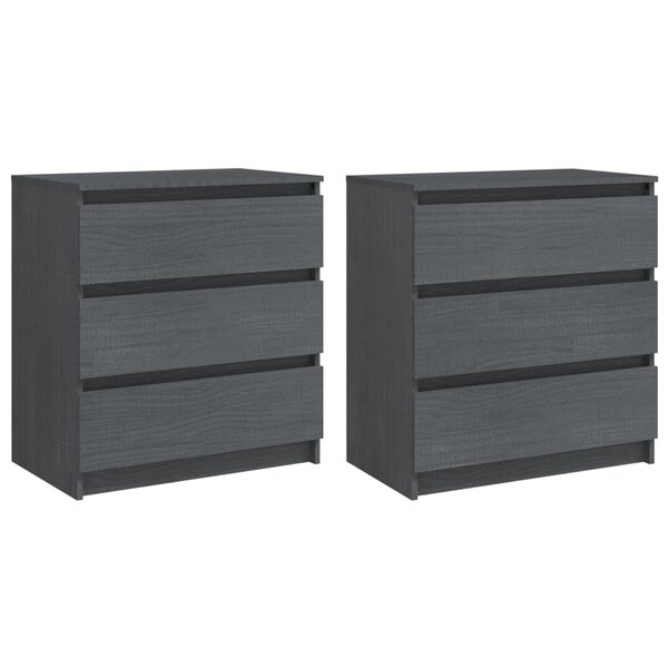 Vidaxl tables de chevet 2 pièces gris 60x36x64 cm bois de pin massif