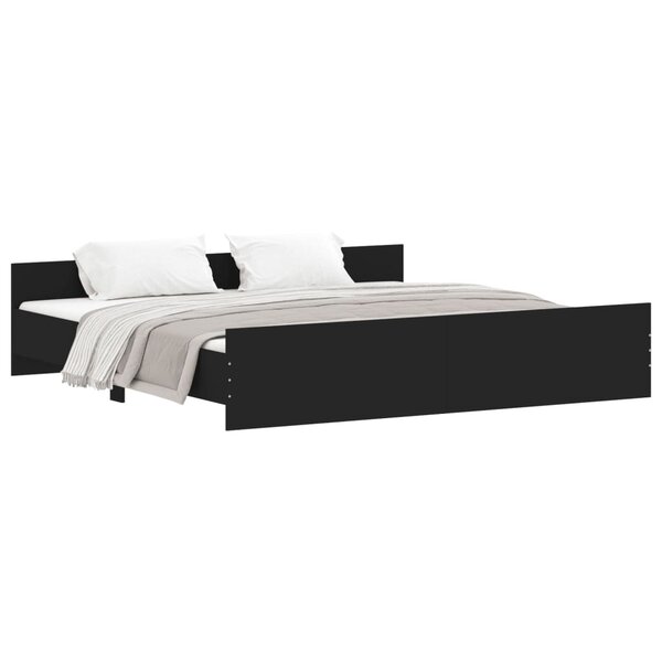vidaXL Cadre de lit avec tête de lit et pied de lit noir 180x200 cm