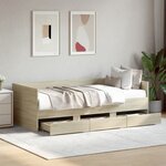 vidaXL Lit de jour avec tiroirs sans matelas chêne sonoma 90x200 cm
