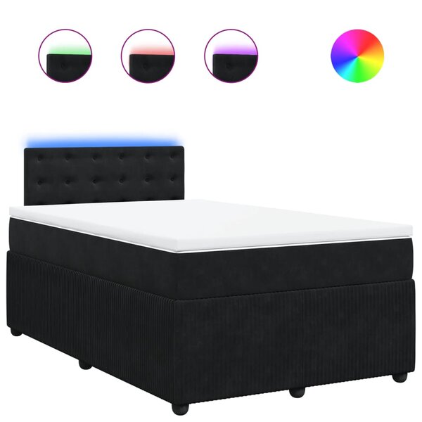 vidaXL Sommier à lattes de lit avec matelas noir 120x190 cm velours