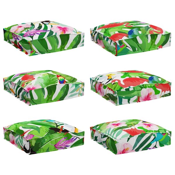 vidaXL Coussins Pallet pour assise 6 Pièces Tropical Jungle 40x40x8 cm en tissu Oxford.