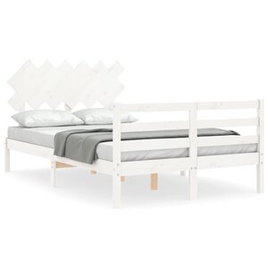 vidaXL Cadre de lit sans matelas blanc bois massif