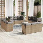 vidaXL Salon de jardin avec coussins 12 Pièces beige résine tressée