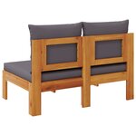 vidaXL Canapé de jardin sans accoudoirs coussins 2 places bois acacia